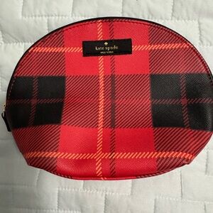 Kate Spade Red and Black Plaid Cosmetic Bag